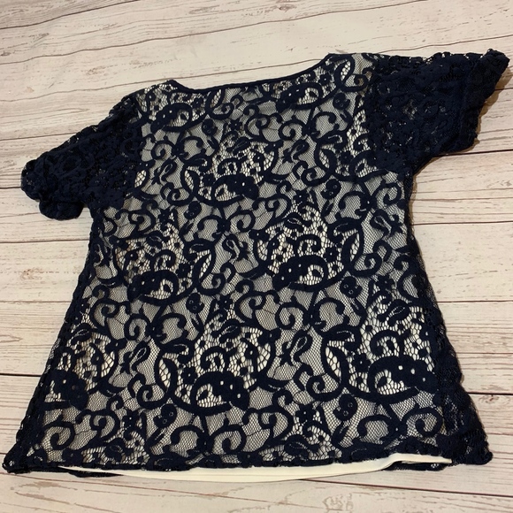 Womens blus lace blouse with white underlay size M - Picture 6 of 8